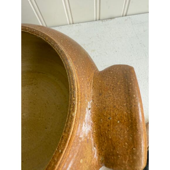 Salt Glazed Stoneware Covered Dish | Rustic Handmade Pottery Blue Floral Design - Picture 3 of 9